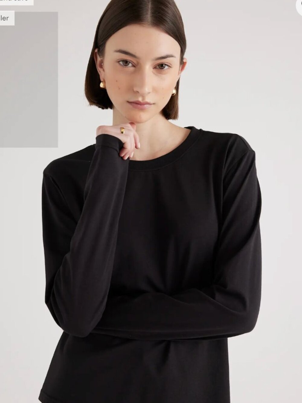 Quince Women's Cotton Modal Relaxed Long Sleeve Tee Black Medium M